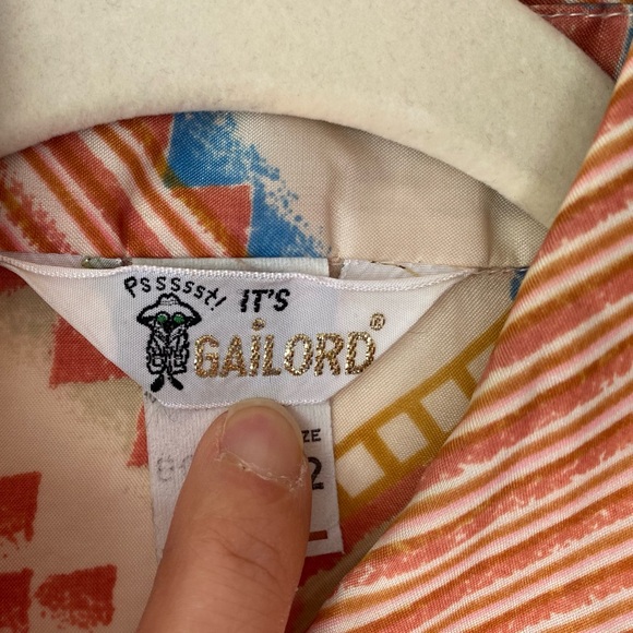 Vintage dagger collar aztec stripe print button down shirt - Picture 11 of 12